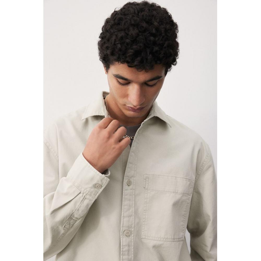 H M Twill oversHirt Regular Fit ligHt Beige