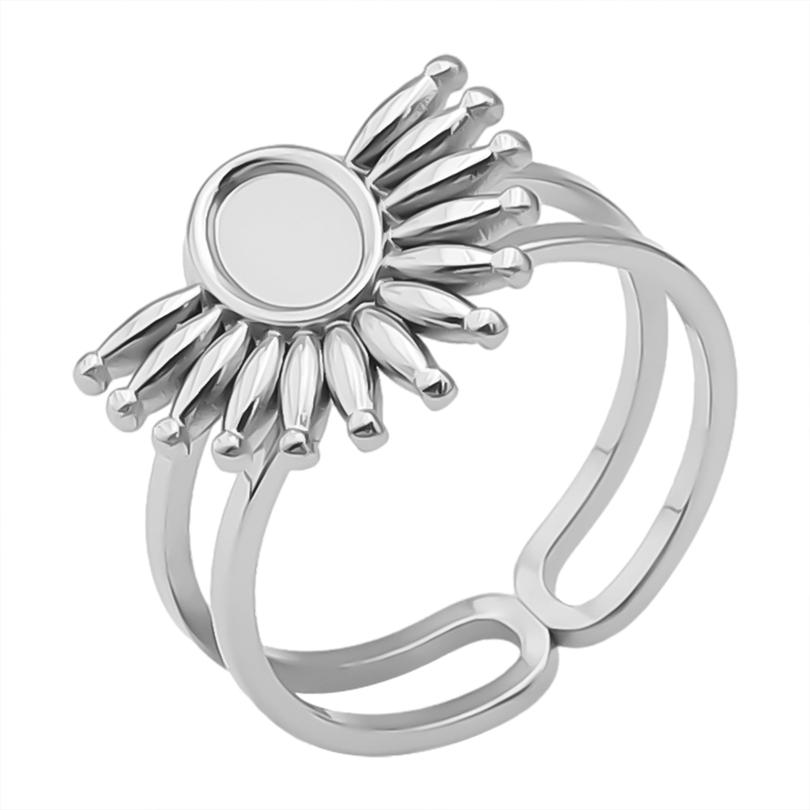 Geometria Semplice Moda Acciaio Inossidabile Anelli Aperti Per Donne Uomini Accessori Colore Argento Cuore Sole Rotondo Base Vuota Fai da Te Anillos
