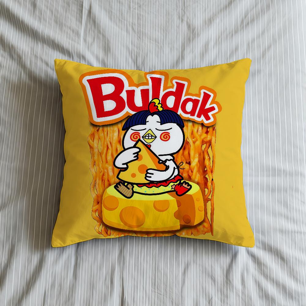 Kwaii Cushion Cover Soft Case Anime R-RamenS Sofa Living Room Logo Home Comfortable Office Decor Protective Pillow B-BuldakS