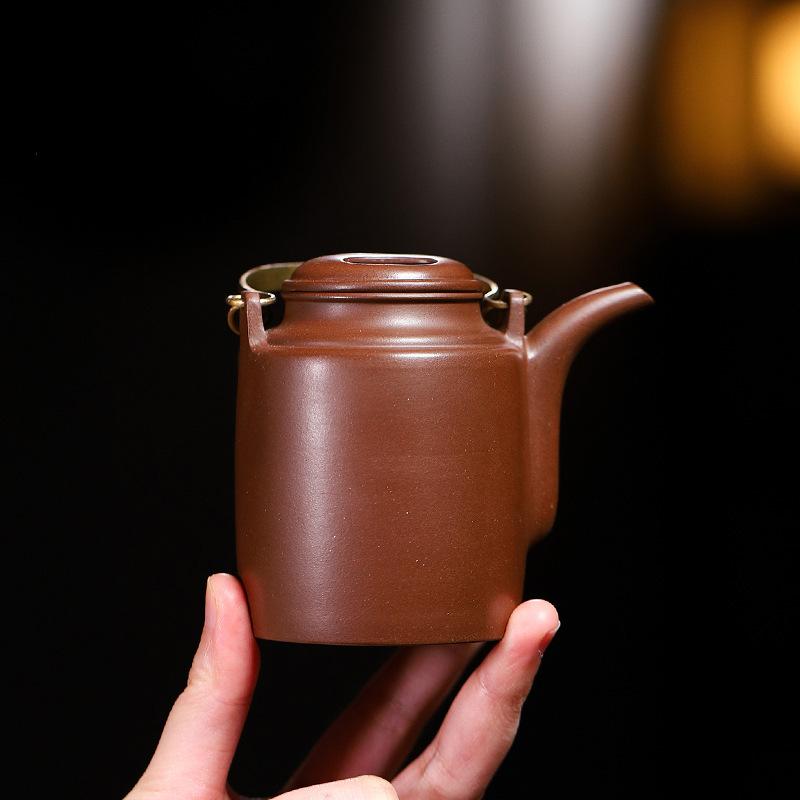 

180ml Retro Yixing Purple Clay Teapots Handmade Lifting Handle Pot Raw Ore Purple Mud Kettle Zisha Tea Set Teaware Gift Supplies