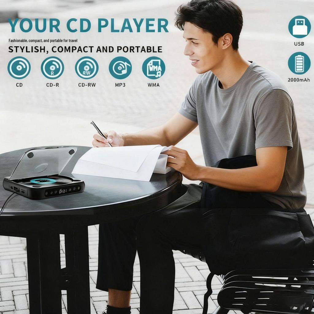 Portable Mini CD Player for Students - Simple English Learning and Audio Disc Playback