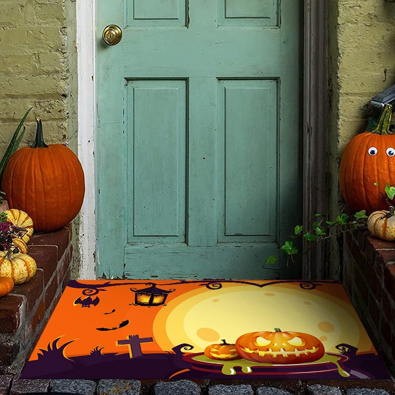 

Halloween Cartoon Witch Graveyard Horror Skulls Non-slip Mat Washable Dirty Resistant for Living Room Bedroom Entrance 40X60CM (1.3X2FT