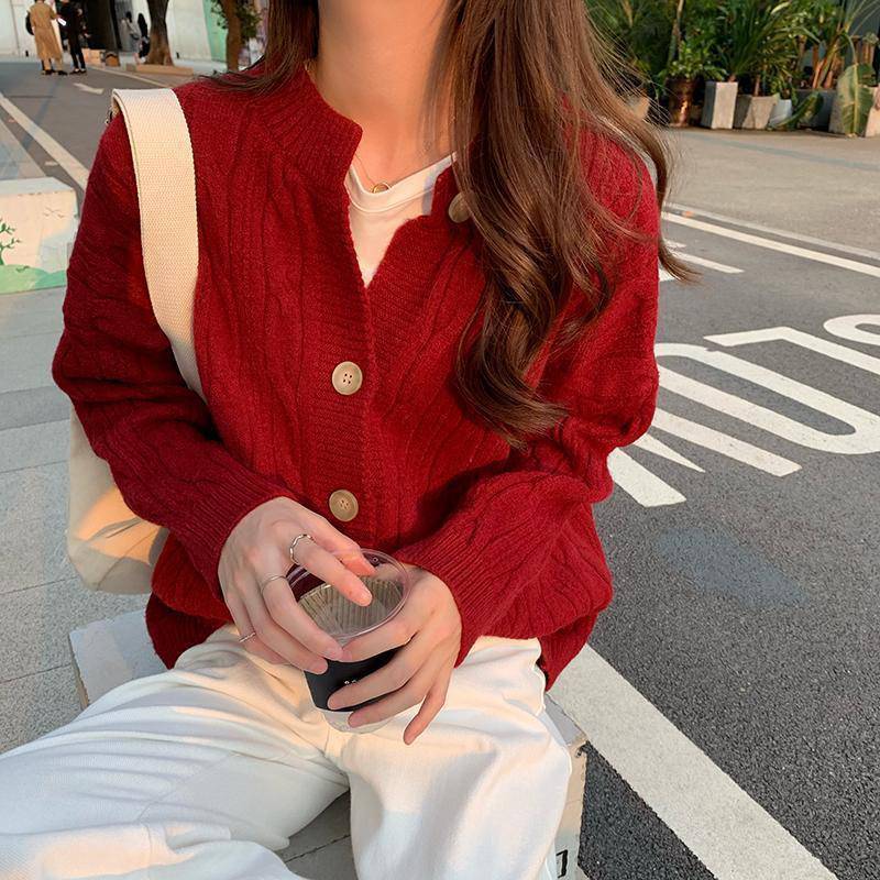 

YYFS Женская мода Повседневный Осень Зима Однотонный Принт Длинный Рукав О-Образным Вырезом Свитера One Size кирпич красный