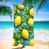Lemon & Green Leaf Beach Towel Super Absorbent Quick Dry Microfiber With Watercolor Print Soft Sand-Free Blanket For Picnic