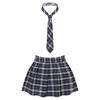 Women Plaid Pleated Mini Skirt with Attached Necktie School Uniform Style Zipper Closure Fancy Dress Costume