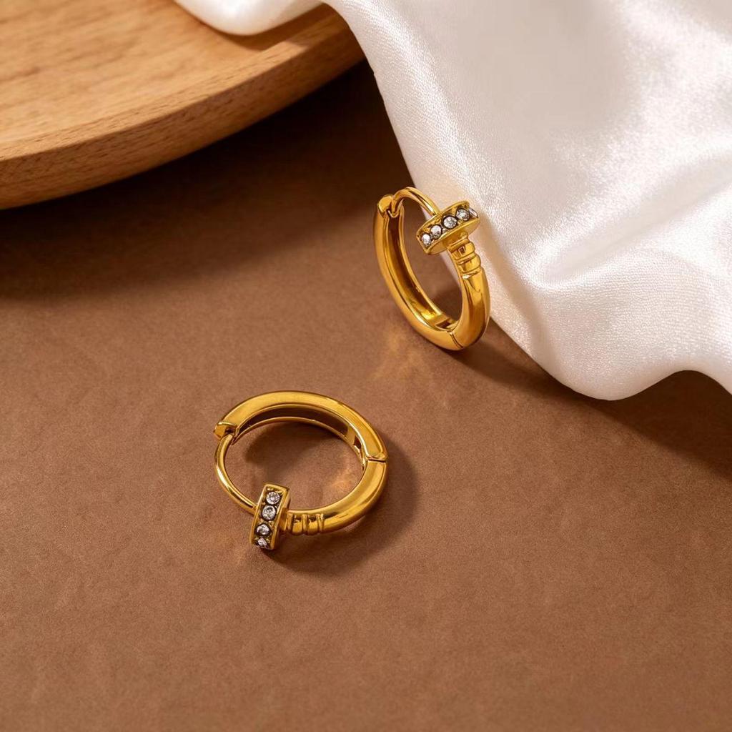 Light Luxury Zirconium Titanium Roller Ear Cuffs