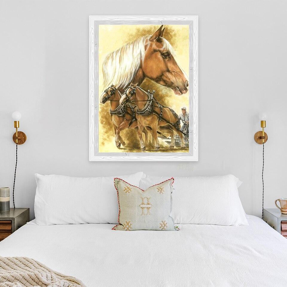 New 5D DIY Diamond Painting Horse Diamond Embroidery Animal Cross Stitch Full Round Drill Crafts Home Decor Manual Gift