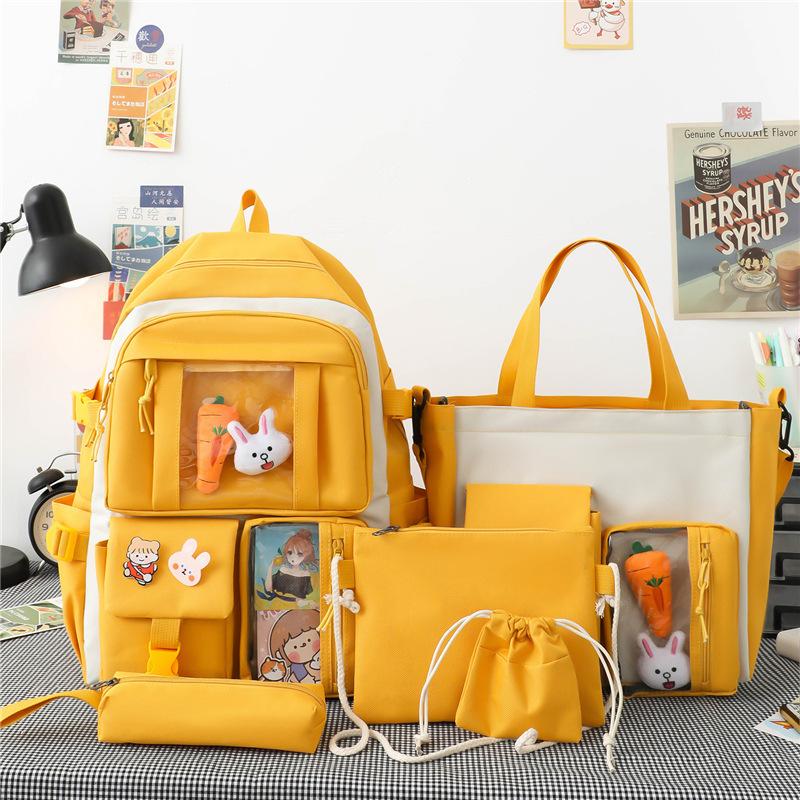 5 PCS Backpack for Middle and High School Students, Lightweight Backpack for Elementary School Students, Women's Large Capacity Backpack, Textbook Bag
