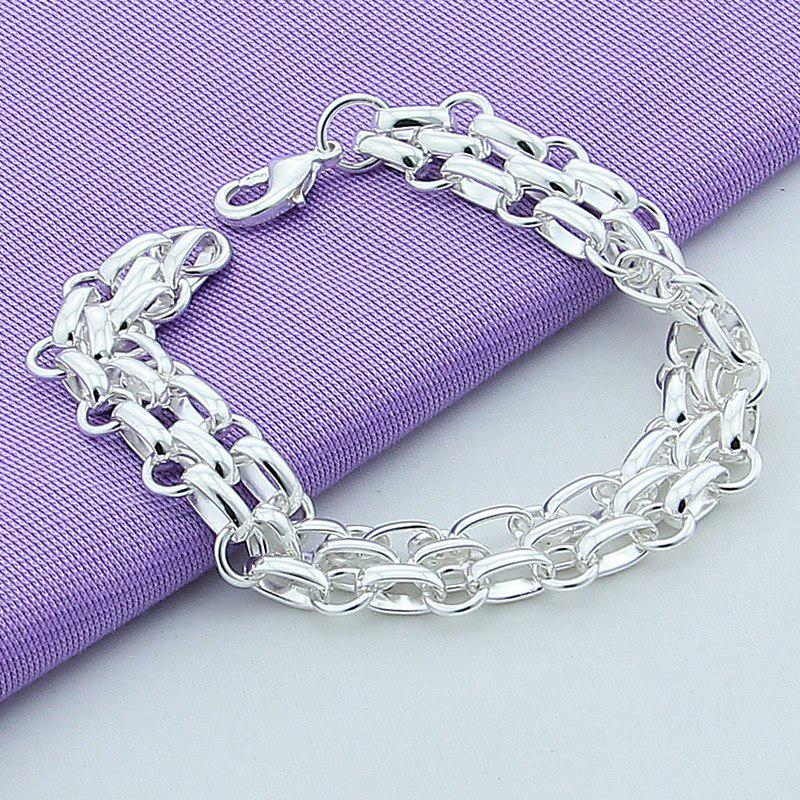 Silver Plated Three-Row Bracelet & Necklace Set - European & American Inspired Korean Style