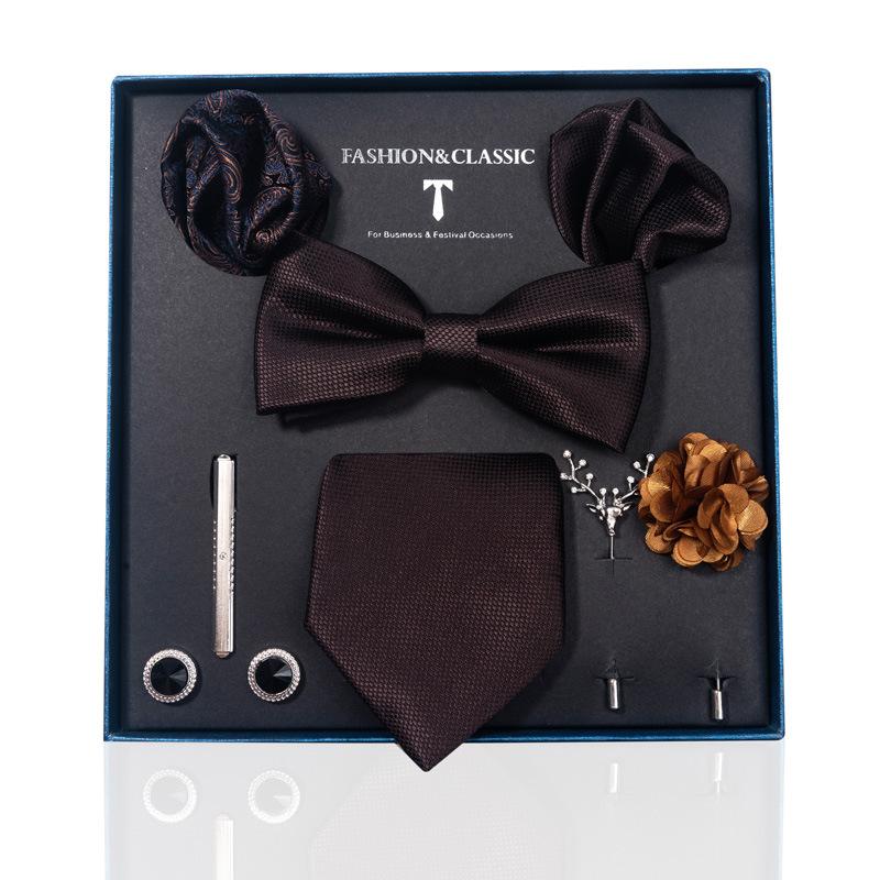High-End Wedding Groom Tie Pocket Towel Corsage Gift Box Set Men'S Tie