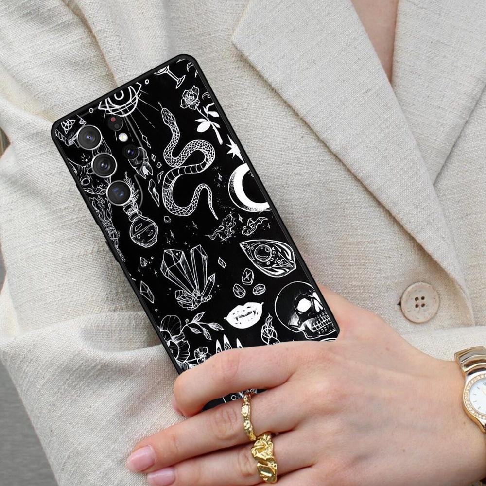 Girly Pastel Witch Goth Pattern SOFT Cell Phone Case for Samsung Galaxy S26 Ultra S25 S24 S23 S22 S21 S20 Note10 Cover
