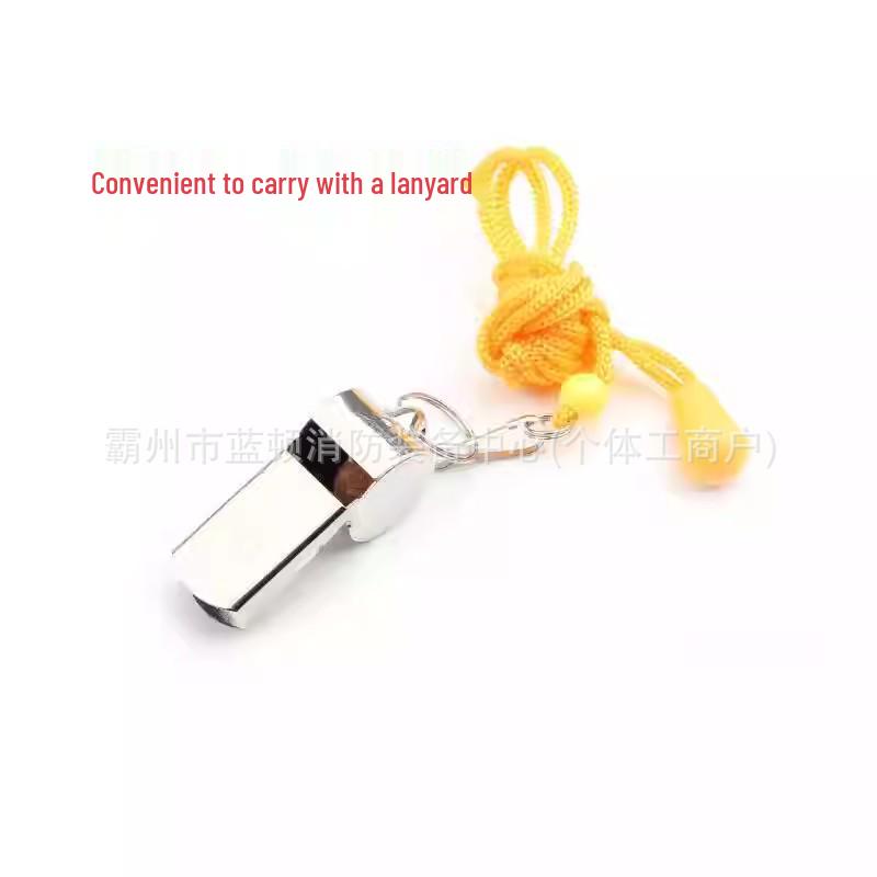 Silver Seedless Mini Emergency Whistle with Lanyard Short Whistle 1 pc