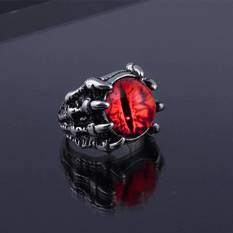 Men's Punk Colorful Evil Eye Rings for Men Women Fashion Vintage Demon Dragon Claw Ring Male Jewelry Accessories Gifts