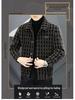 2025 Autumn/Winter Men's Trendy Fleece-Lined Plaid Wool Jacket