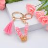 Jewelry Ornament Resin Material Alphabet Key Chain Glitter Keyring Bag Pendant Letter Keychain
