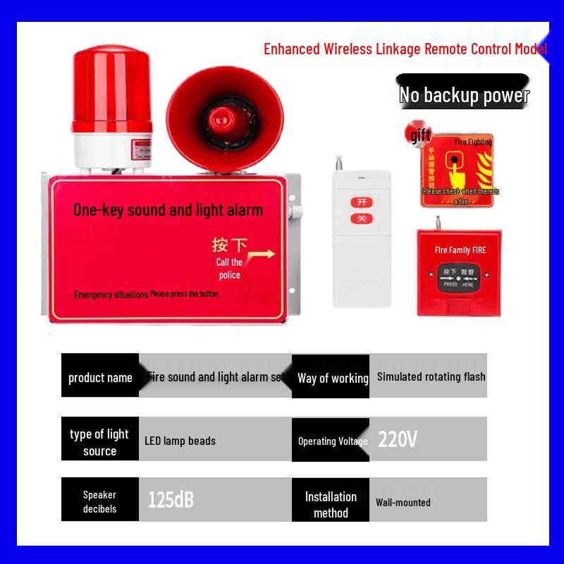 Industrial Fire Alarm System: Manual Emergency & Escape Alarm with One-Button Sound and Light for Factory Inspection.