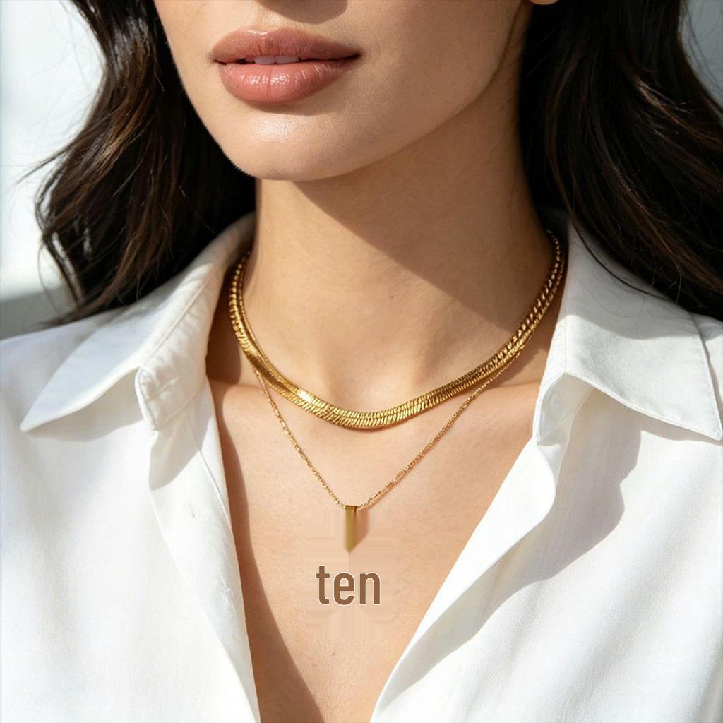 Trendy Simple Stackable Double Layer Gold Cross Necklace