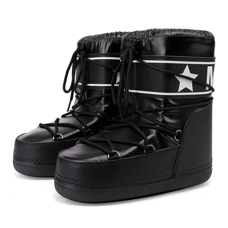 Walking in Space Serie Weltraumstiefel Damen Winter Reise Skistiefel Wasserdicht und Rutschfest Mittelhohe Schneestiefel