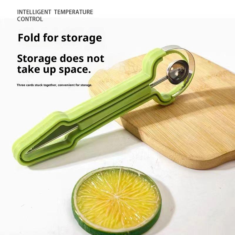 3 In 1 Fruit Knife Fruit Baller Fruit Scooper Meat Extractor Watermelon And Cantaloupe Carving Knife onesize