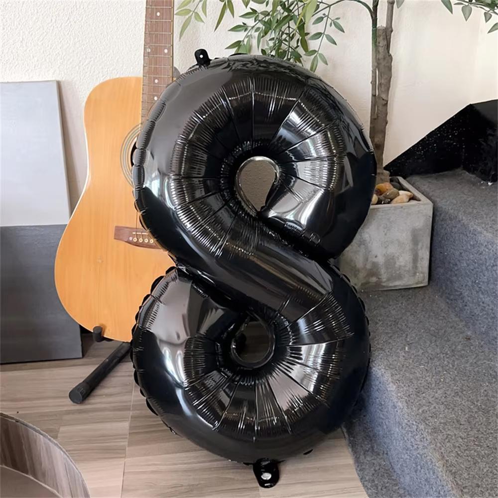 1pc INS 32inch Black Large Number Foil Balloons Figure Helium Balloon Birthday decals Photo props Birthday Party Decorations
