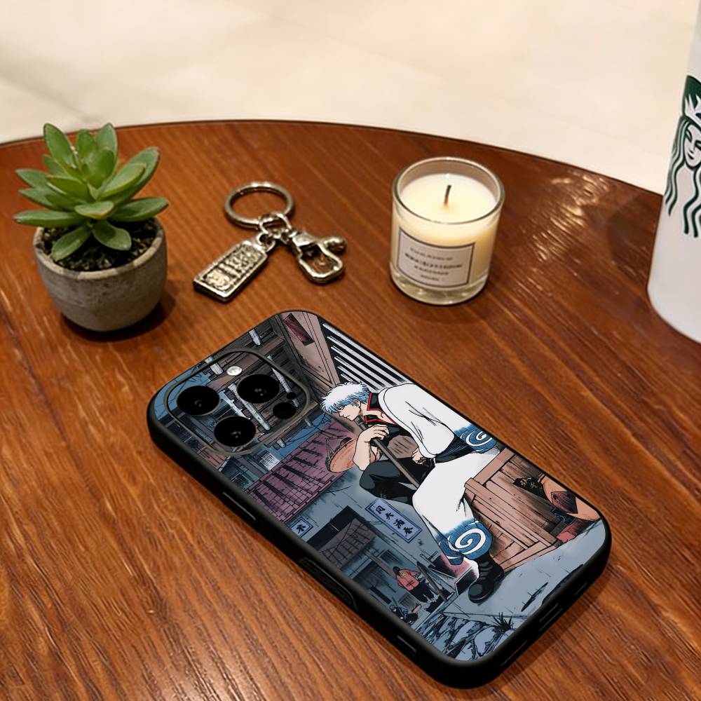 Gintama Phone Case For iPhone 17,16,15,14,13,12,11 Plus,Pro Max,XS,Soft Silicone Black Cover