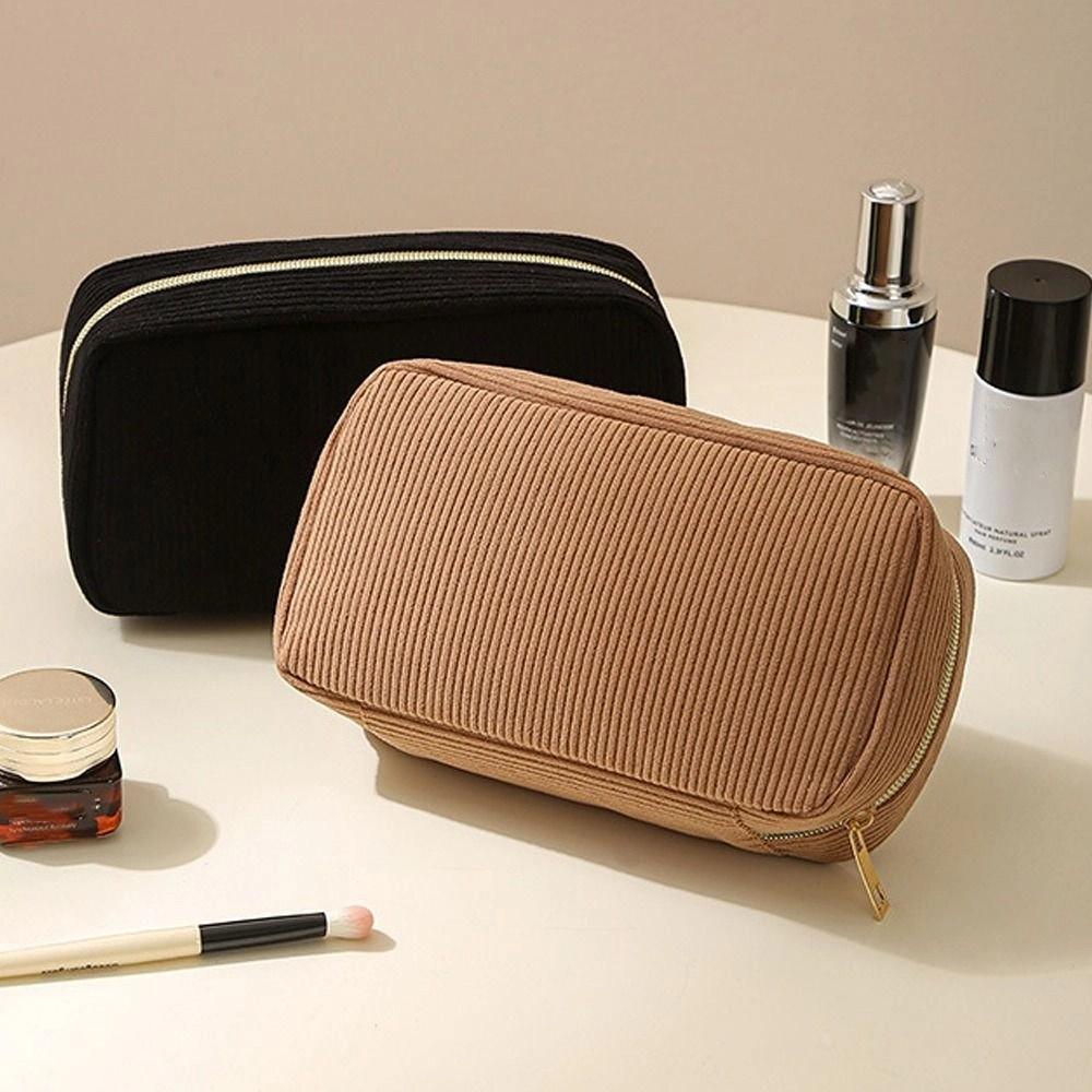 Fashion Portable Storage Bag Multifunctional Corduroy Handbag Large Capacity Simple Cosmetics Bag Travel