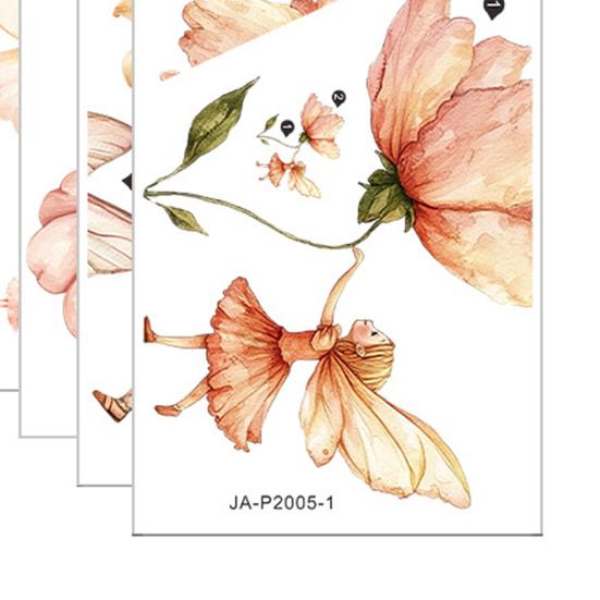4Pcs Wall Decals, Flower Fairy Print Wall Stickers, Self-Adhesive Removable No Residue Waterproof Wall Decals for Home Bedroom Living Room Kids Room