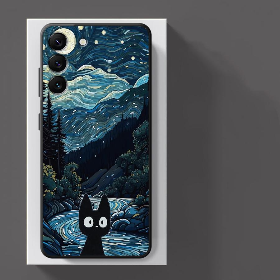 Van Gogh Starry Night Cat Case for Xiaomi Redmi Note 12 Pro 7 8 11s 12s 13 Pro Plus 10S 9S 11 14 10 9 Funda Phone Cover