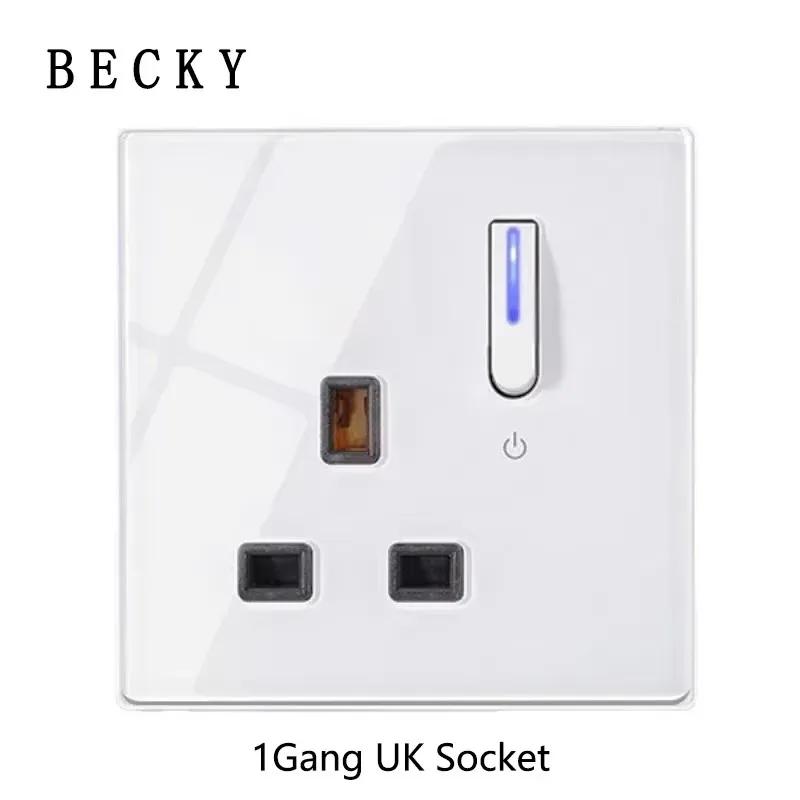 White Wall Lamp Tempered Glass International Switch Self-Reset Led Indicator Light Piano Keys Wall Lamp Panel 1-4gang 1Way 2Way