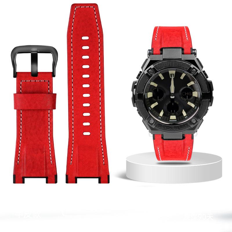 Pro hodinky Casio GST-S100G S110 S130L W100G W110 210B 400G Řemínek na hodinky plátěný Náramek 26*14mm Pánský měkká kůže Hovězí kůže Kožený řemínek na hodinky