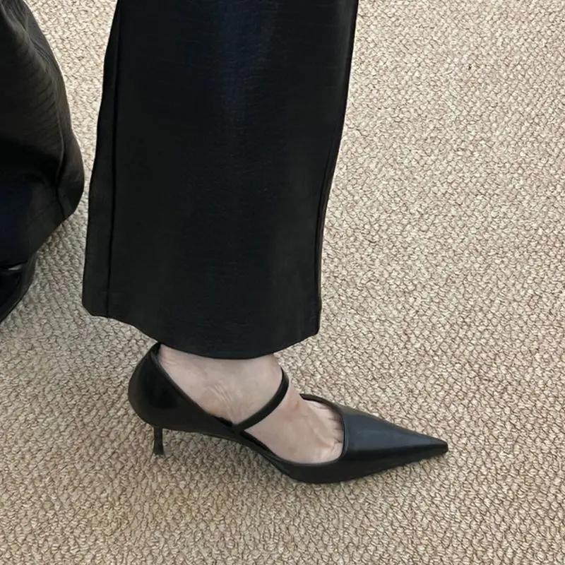 Fashion 2025 Designer Vintage Women's Mary Jane Shoes Fashion Shallow Slip On Shoes Elegant High Heels Office Lady