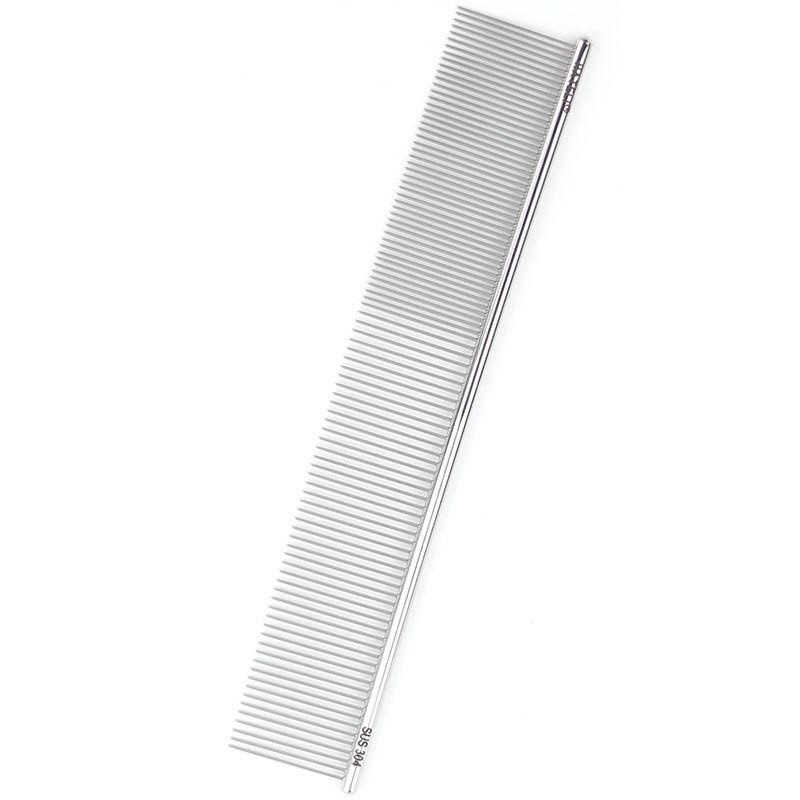 Stainless Steel Pet Grooming Comb Long Hair Cats Dogs Detangling DemattingBrush With Curved Tip Straight Edge Handle