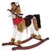 Interactive Rocking Horse Neighs Wagging Tail Cowboy Scarf Beige and White