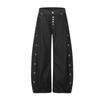 American retro trendy brand button design sense primary color washed jeans loose wide leg pants personalized street scimitar pants