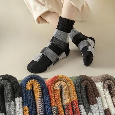 Herren Winter Reine Baumwolle Verdickt und Frottee Schlaufe Warm Mittelhohe Socken