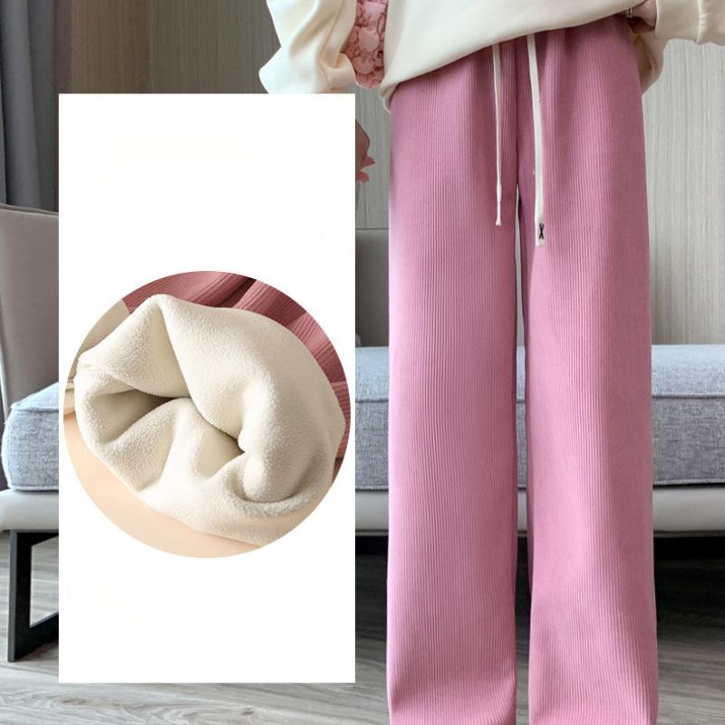 Pantalon large chaud automne et hiver pantalon décontracté ample de couleur unie