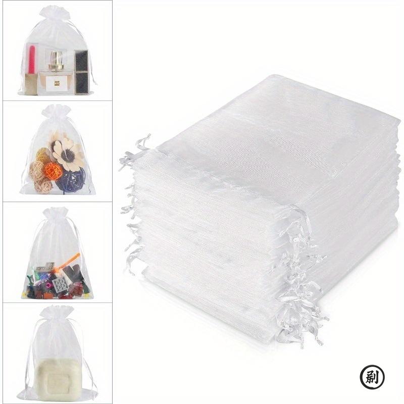 100PCS Organza Bags Random Mesh Organza Jewelry Bags Drawstring, Small Drawstring Favor Pouches Christmas Candy Wedding Birthday