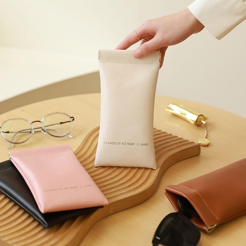 Spring Bag PU Leather Makeup Lipstick Bag Letter Small Sunglasses Bag Holder Outdoor
