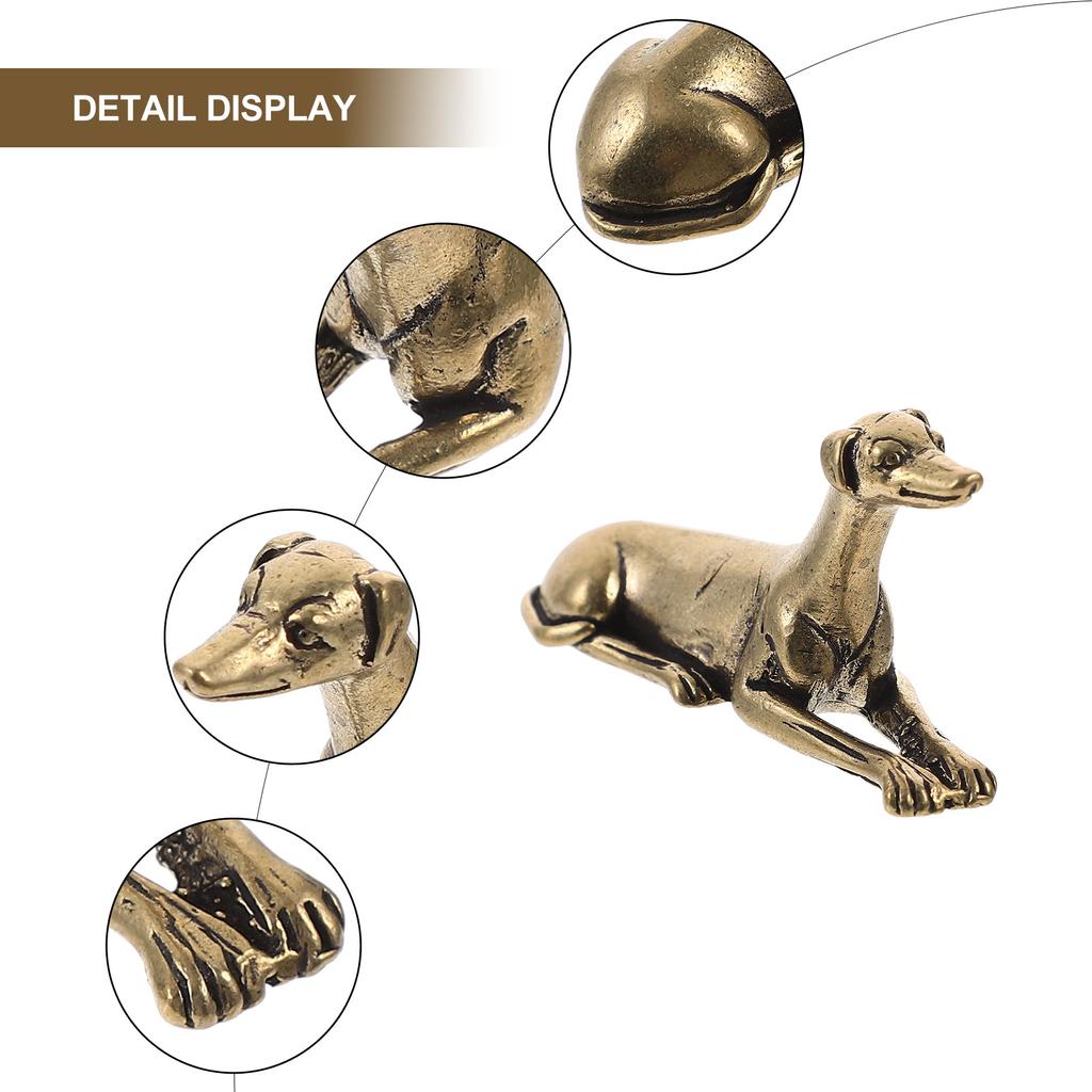 Mosiężne Ozdoby Dekoracyjne Dekoracja Domowego Biurka Zwierzęta Chart Figurka Rzemiosło Akcesoria Vintage Statuetka Psa