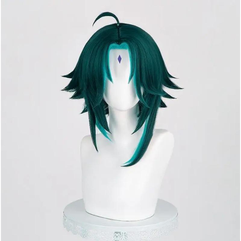 

Парик для косплея Game Impact Xiao, короткий/длинный, синий градиент/коричневый градиент, красный, термостойкий, синтетический парик Wig Only бежевый