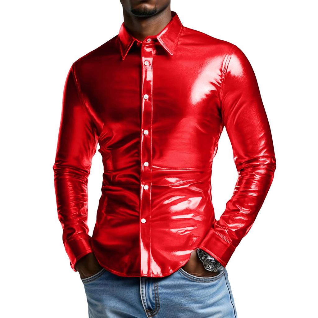 Men's   Fashion  Trend  Long  Sleeves  Flip   Collar  Shirt