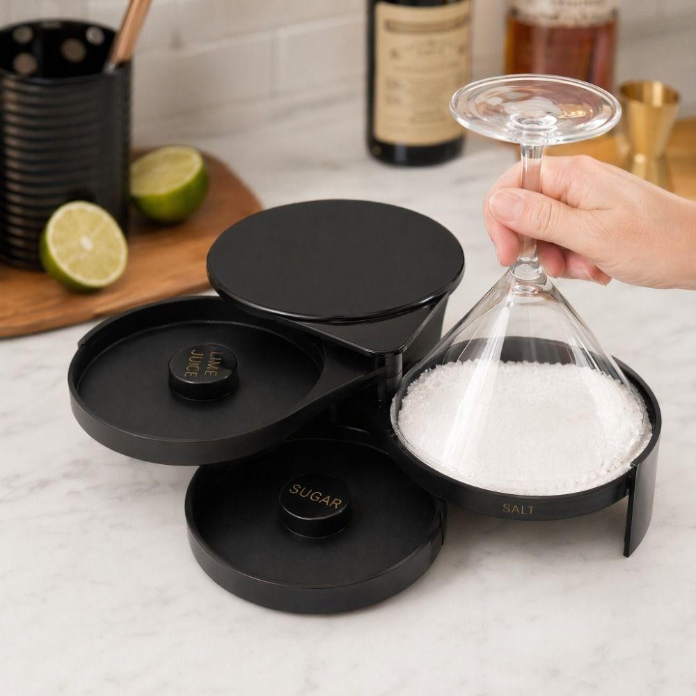 ABS Bartender Tool Black Cocktail Tool Professional 3 Tier Bar Glass Rimmer  Cocktail Making