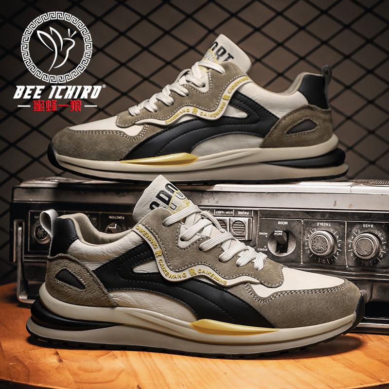 Spring and Autumn Versatile Leather Retro Men's Shoes Casual Trend Leather Shoes Sports Shoes