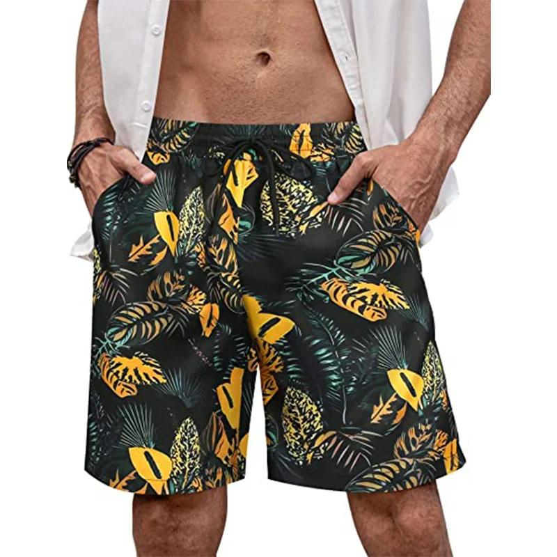Hawaii Vacation Beach Shorts For Men 3D Printed Flower Casual Short Pants Board Shorts Elastic Bandage Swimsuit Swim Trunks XL