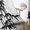 Schwarze transparente Vorhänge mit Bambus-Vogelmotiv für Wohnzimmer, Schlafzimmer, Tüllvorhänge, Küchenfensterbehandlungen, Vorhänge
