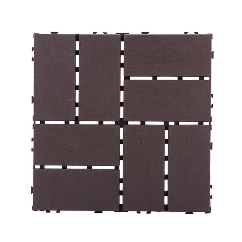 30X30Cm Hardwood Decking Tiles Interlocking Composite Wood Floor Covering for Outdoor Garden Terrace Easy Installation