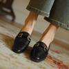 Krazing Pot Sheepskin Round Toe Chunky Heels Autumn Summer Shoes Slip On Women Retro Fashion Pumps