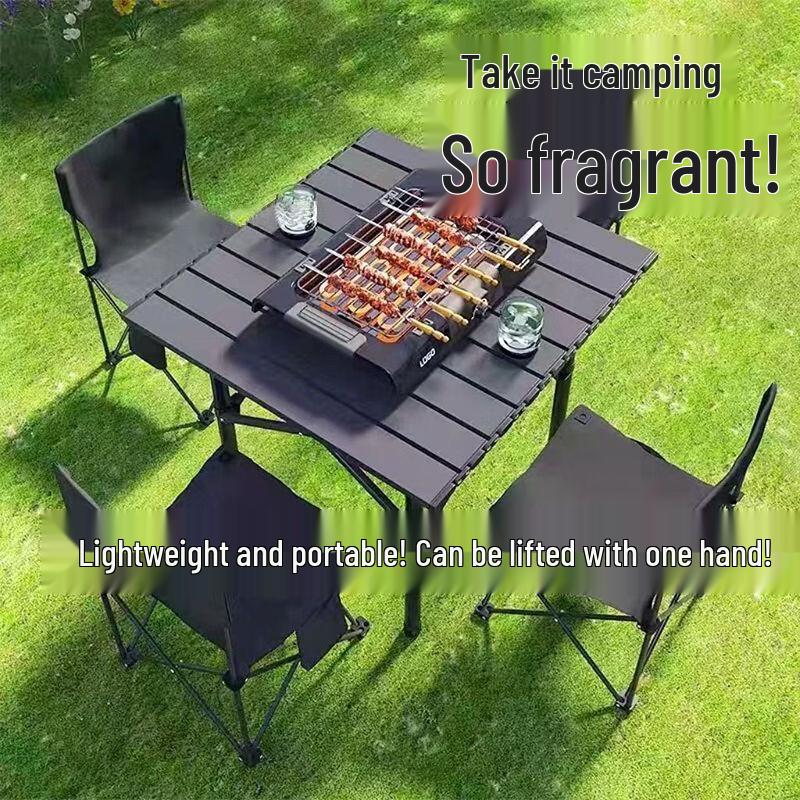 OIMG Portable Metal Roll-Up Camping Table