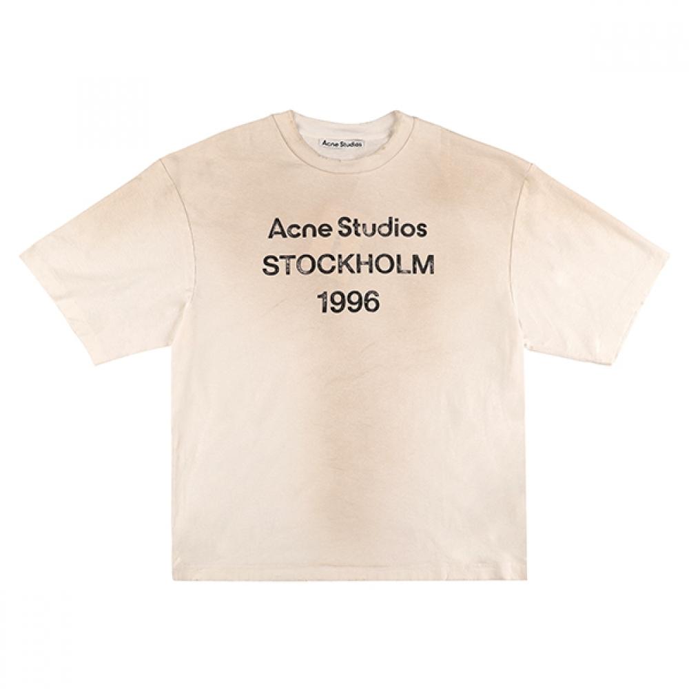 

Acne Studio Cl0196 Брудно-біла футболка з коротким рукавом з принтом логотипу Стокгольм CL0196 DUSTY WHITE (XL)