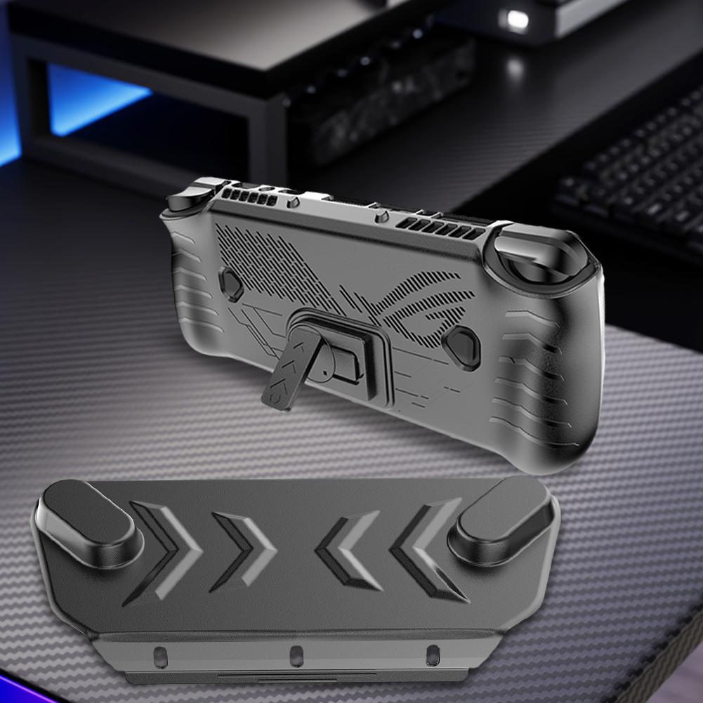 For Asus ROG Ally X TPU Protective Case Cover Drop-proof with Stand Protective Skin Case with Thumb Grip Caps & Screen Protector